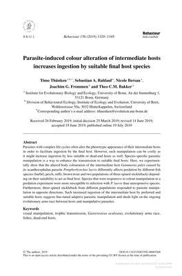 Downloaded from Brill.Com10/02/2021 02:59:24PM Via Free Access 1330 Host-Speciﬁc Parasitic Manipulation