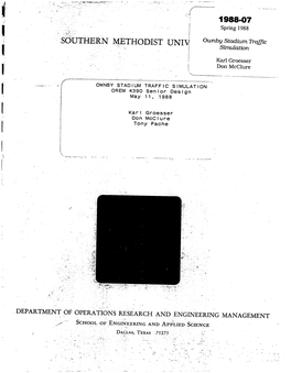 OWNSY STADIUM TRAFFIC SIMULATION OREM 4390 Senior Design May 11, 1988
