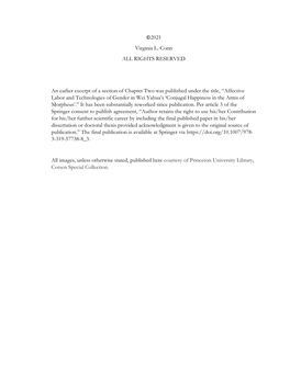 ©2021 Virginia L. Conn ALL RIGHTS RESERVED an Earlier Excerpt of a Section of Chapter Two Was Published Under the Title, “Aff