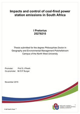 Impacts and Control of Coal-Fired Power Station Emissions in South Africa