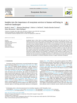 Insights Into the Importance of Ecosystem Services to Human Well-Being in T Reservoir Landscapes ⁎ Sarah K