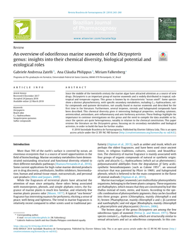 An Overview of Odoriferous Marine Seaweeds of the Dictyopteris