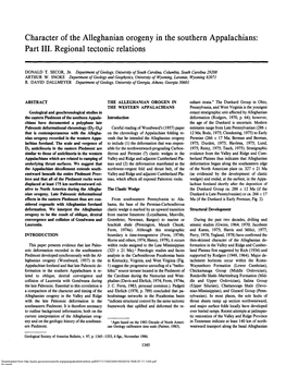 Character of the Alleghanian Orogeny in the Southern Appalachians: Part III