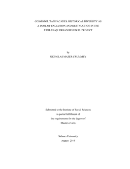 Cosmopolitan Facades: Historical Diversity As a Tool of Exclusion and Destruction in the Tarlabaşi Urban Renewal Project