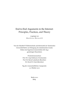 End-To-End Arguments in the Internet: Principles, Practices, and Theory