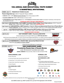 18Th ANNUAL NABI EDUCATIONAL YOUTH SUMMIT & BASKETBALL