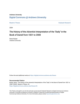 The History of the Adventist Interpretation of the 