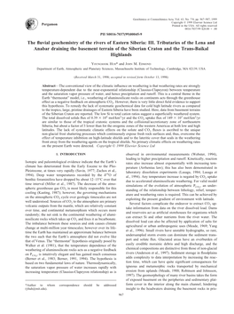 The Fluvial Geochemistry of the Rivers of Eastern Siberia: III. Tributaries Of