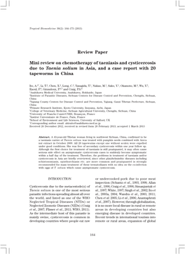 Review Paper Mini Review on Chemotherapy of Taeniasis And