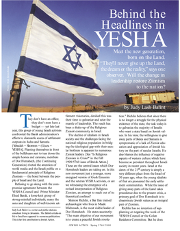 Behind the Headlines in YESHA Meet the New Generation, Born on the Land