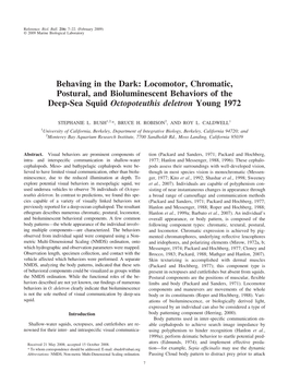 Locomotor, Chromatic, Postural, and Bioluminescent Behaviors of the Deep-Sea Squid Octopoteuthis Deletron Young 1972