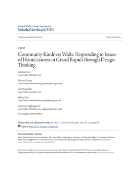 Responding to Issues of Homelessness in Grand Rapids Through Design Thinking Katrina Kore Grand Valley State University