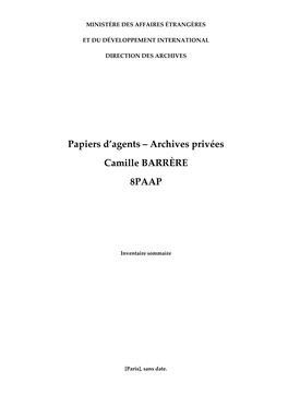 Papiers Camille Barrère (1851-1940)