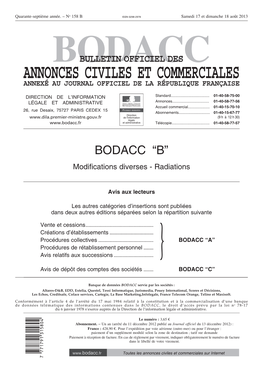 Bodacc Bulletin Officiel Des Annonces Civiles Et