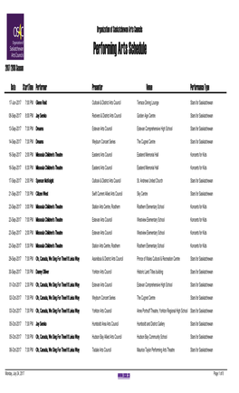 Performing Arts Schedule 2017/2018 Season