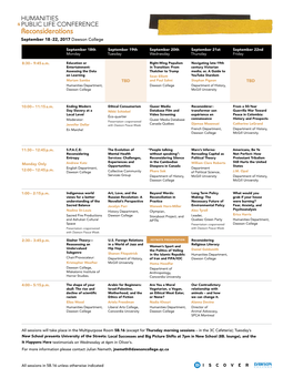 Reconsiderations September 18 - 22, 2017 Dawson College