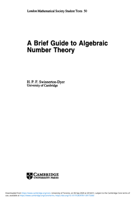 A Brief Guide to Algebraic Number Theory