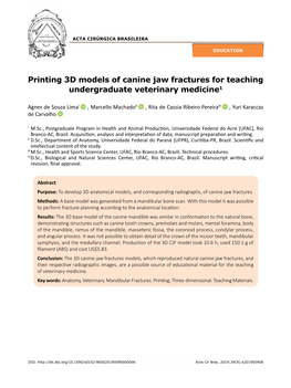 Printing 3D Models of Canine Jaw Fractures for Teaching Undergraduate Veterinary Medicine1