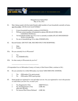 Marquette Law School Poll, May Instrument