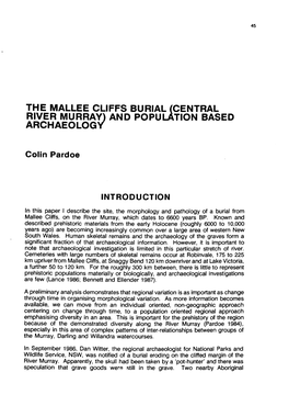 1988: the Mallee Cliffs Burial (Central River Murray) and Population