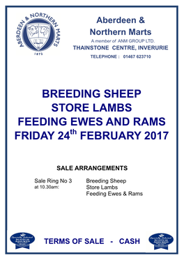 BREEDING SHEEP STORE LAMBS FEEDING EWES and RAMS Th FRIDAY 24 FEBRUARY 2017