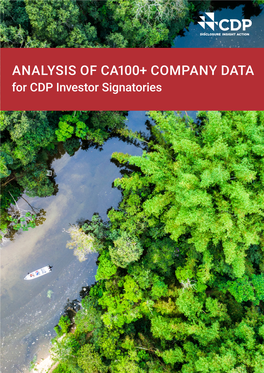 ANALYSIS of CA100+ COMPANY DATA for CDP Investor Signatories CONTENTS FOREWORD