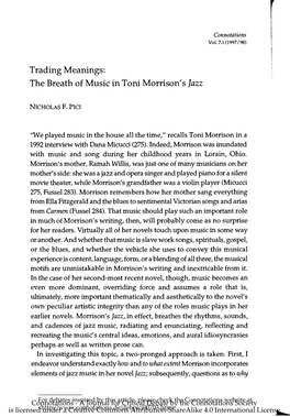 Trading Meanings: the Breath of Music in Toni Morrison's Jazz