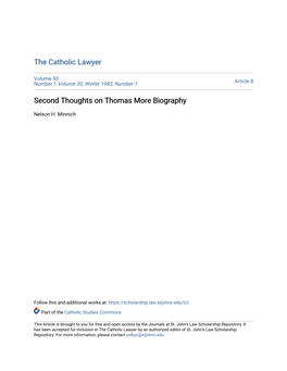 Second Thoughts on Thomas More Biography