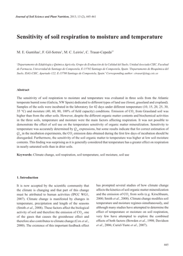 Sensitivity of Soil Respiration to Moisture and Temperature