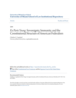 Ex Parte Young</Em>: Sovereignty, Immunity, and the Constitutional