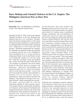 Race-Making and Colonial Violence in the U.S. Empire: the Philippine-American War As Race War