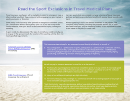 Read the Sport Exclusions in Travel Medical Plans