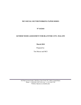 Mci Social Sector Working Paper Series