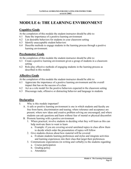 The Learning Environment