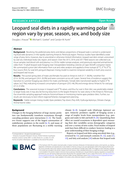 Leopard Seal Diets in a Rapidly Warming Polar Region Vary by Year, Season, Sex, and Body Size Douglas J