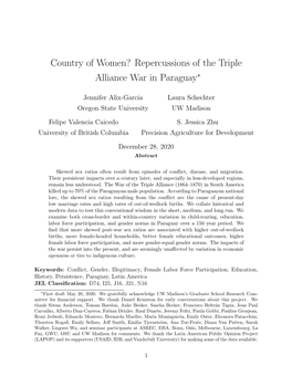 Country of Women? Repercussions of the Triple Alliance War in Paraguay∗