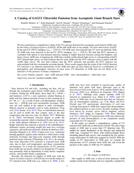 A Catalog of GALEX Ultraviolet Emission from Asymptotic Giant Branch Stars