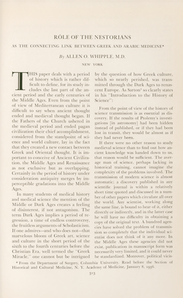 Role of the Nestorians As the Connecting Link Between Greek