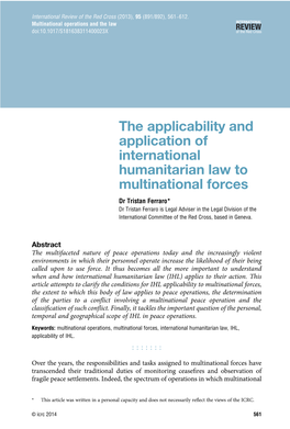 The Applicability and Application of International Humanitarian Law To