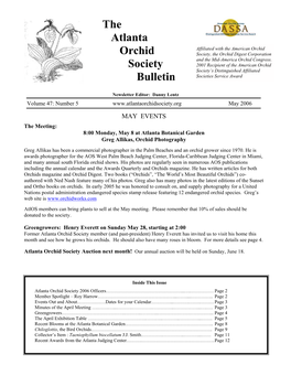 Atlanta Orchid Society Newsletter