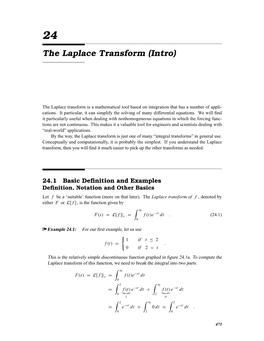 The Laplace Transform (Intro)