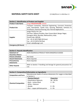 MATERIAL SAFETY DATA SHEET F/C 006/PES Dt