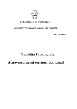 Viabilità Provinciale Attraversamenti Territori Comunali