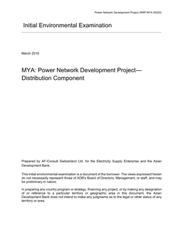Power Network Development Project: Distribution Component Initial