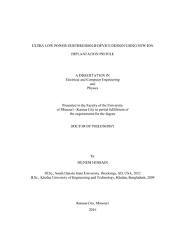 Ultra Low Power Subthreshold Device Design Using New Ion