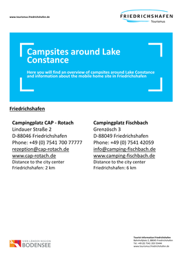 Campsites Around Lake Constance