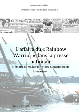 L'affaire Du « Rainbow Warrior » Dans La Presse Nationale