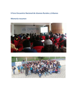 II Foro Encuentro Nacional De Jóvenes Rurales Y Urbanos