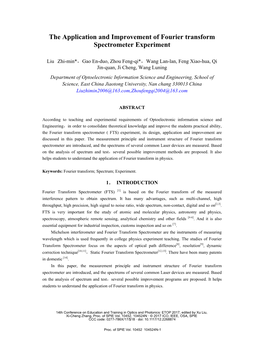 The Application and Improvement of Fourier Transform Spectrometer Experiment