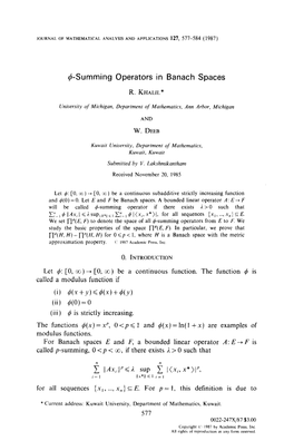 @-Summing Operators in Banach Spaces